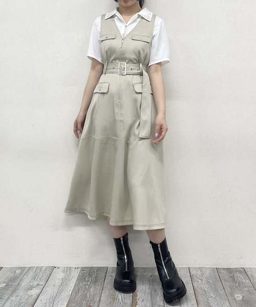NICOLE CLUB(ニコル クラブ)の「フラップデザイン ジャンパースカート(ジャンパースカート・レディース・ブラック/ベージュ/ネイビー・MEDIUM)」の20枚目の写真