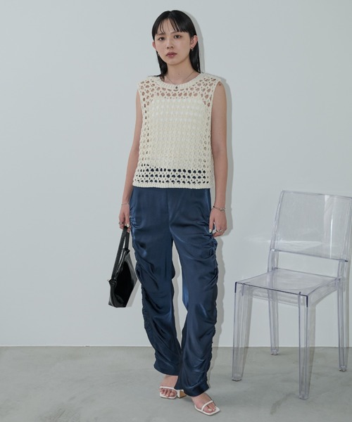 Aunt Marie's（アントマリーズ）の「サイドシャーリングサテンパンツ（その他パンツ・レディース・ネイビー/ゴールド/ブラック・FREE）」の19枚目の写真