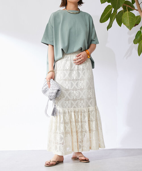 un dix cors（アンディコール）の「《着回し・体型カバー◎》半袖ポンチョカットソー（Tシャツ/カットソー・レディース・オフホワイト/ブラック/グリーン/レッド・FREE）」の11枚目の写真