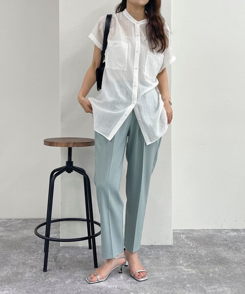 fredy emue（フレディエミュ）の「ドライポリセンタープレスパンツ（その他パンツ・レディース・ブラック/ベージュ/サックスブルー・36/38）」の4枚目の写真