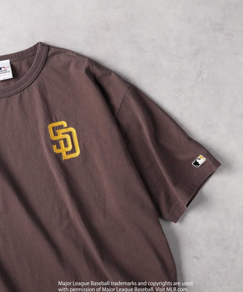 MLB(メジャーリーグベースボール)の「MLB(エムエルビー)カスレ加工プリントTシャツ(Tシャツ/カットソー・メンズ・ブラック/ブルー/グリーン/ホワイト/ブラウン/ネイビー・M/L/XL)」の9枚目の写真