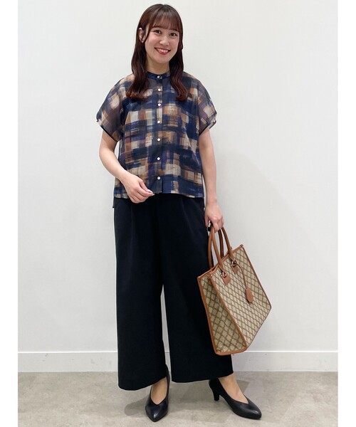 Reflect / リフレクト 【SALE／接触冷感／マシンウォッシュ可／セットアップ可能】シアーチェックブラウス SALE／接触冷感／マシンウォッシュ可／セットアップ可能】シアー
