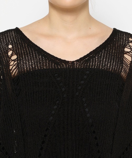 3.3 Field Trip (3.3フィールドトリップ)の「3.3 Field Trip/Vネックダメージニット(ニット/セーター・レディース・カーキ/アイボリー/ブラック・FREE)」の10枚目の写真