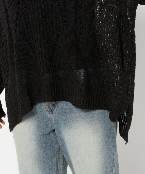 3.3 Field Trip (3.3フィールドトリップ)の「3.3 Field Trip/Vネックダメージニット(ニット/セーター・レディース・カーキ/アイボリー/ブラック・FREE)」の8枚目の写真