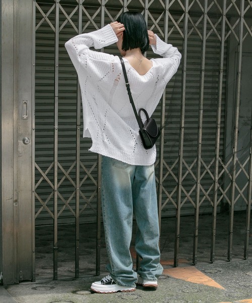 3.3 Field Trip (3.3フィールドトリップ)の「3.3 Field Trip/Vネックダメージニット(ニット/セーター・レディース・カーキ/アイボリー/ブラック・FREE)」の18枚目の写真