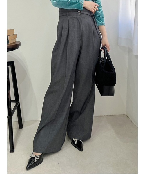 LILY BROWN（リリーブラウン）の「レイヤードワイドパンツ（スラックス・レディース・グレー/ブラウン/ブラック/ベージュ・1/0）」の3枚目の写真