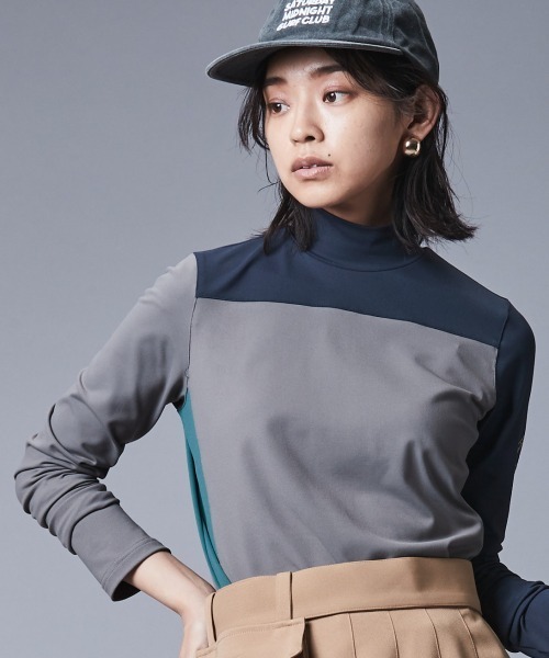 CHIC STYLE（シックスタイル）の「配色ハイネックカットソープルオーバー ＜大きいサイズ有＞シックスタイルゴルフ　（Tシャツ/カットソー・レディース・ベージュ/グレー・5L/4L/3L/LL/L/M）」の14枚目の写真