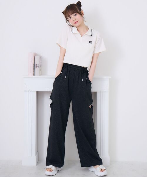 ems excite(エムズエキサイト)の「スキッパーポロTEE(Tシャツ/カットソー・レディース・ダークグレー/オフホワイト/ブルー・FREE)」の6枚目の写真