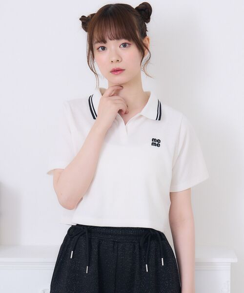 ems excite(エムズエキサイト)の「スキッパーポロTEE(Tシャツ/カットソー・レディース・ダークグレー/オフホワイト/ブルー・FREE)」の10枚目の写真