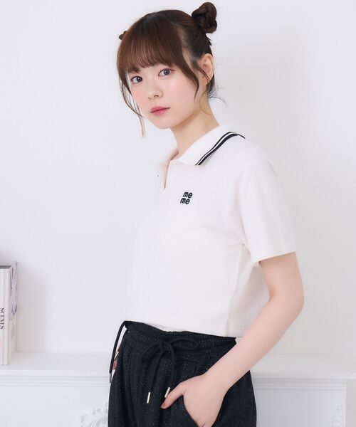 ems excite(エムズエキサイト)の「スキッパーポロTEE(Tシャツ/カットソー・レディース・ダークグレー/オフホワイト/ブルー・FREE)」の12枚目の写真