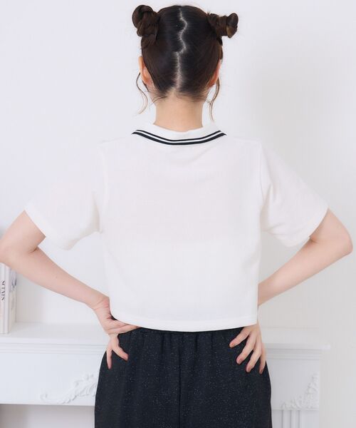 ems excite(エムズエキサイト)の「スキッパーポロTEE(Tシャツ/カットソー・レディース・ダークグレー/オフホワイト/ブルー・FREE)」の13枚目の写真