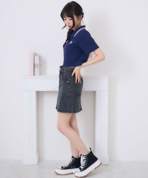 ems excite(エムズエキサイト)の「スキッパーポロTEE(Tシャツ/カットソー・レディース・ダークグレー/オフホワイト/ブルー・FREE)」の16枚目の写真