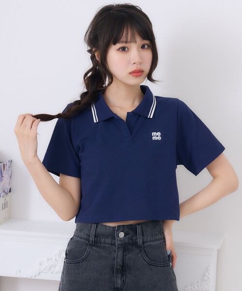 ems excite(エムズエキサイト)の「スキッパーポロTEE(Tシャツ/カットソー・レディース・ダークグレー/オフホワイト/ブルー・FREE)」の19枚目の写真