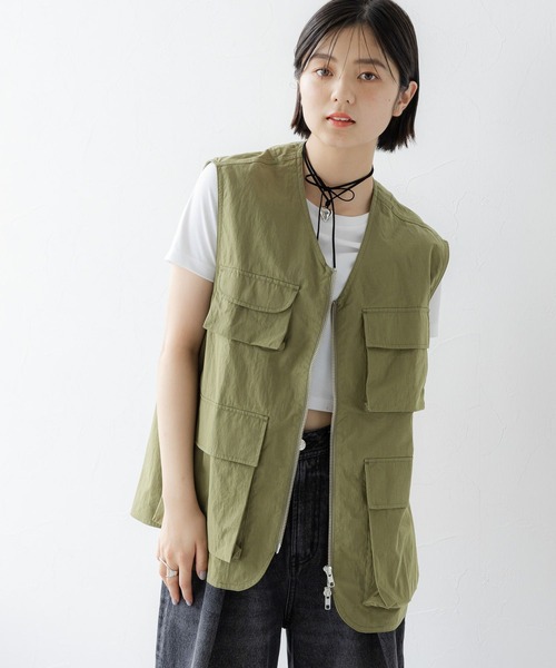RAGEBLUE（レイジブルー）の「マルチポケットミリタリーベスト（ベスト・レディース・ブラック/オリーブ・FREE）」の8枚目の写真