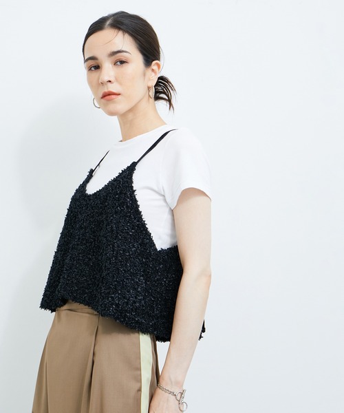 アダムエロペ⭐︎黒 シャギー　キャミソール　ビスチェ ADAM ET ROPE'（アダムエロペ）の「ニットキャミビスチェ