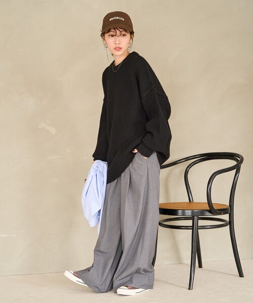 セール】限定展開 ビッグシルエット 片畦 クルーネック カラー