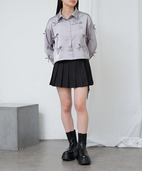 RAY CASSIN（レイカズン）の「ミニリボンラッププリーツスカート（スカート・レディース・ブラック系その他2/グレー系その他2/グレー系その他3/ブラウン系その他2・FREE）」の18枚目の写真