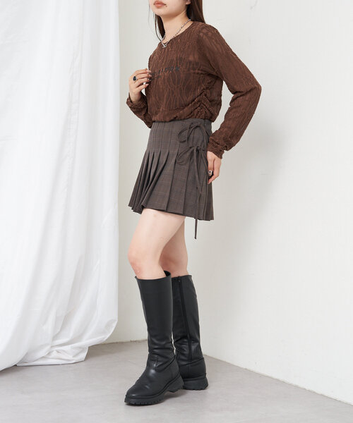 RAY CASSIN（レイカズン）の「ミニリボンラッププリーツスカート（スカート・レディース・ブラック系その他2/グレー系その他2/グレー系その他3/ブラウン系その他2・FREE）」の7枚目の写真