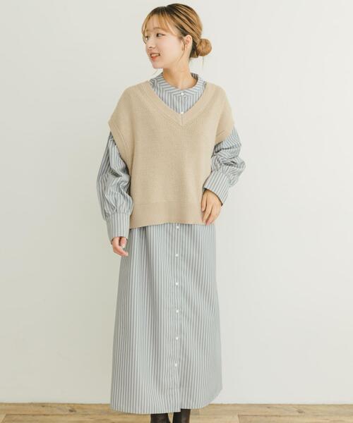 ITEMS URBANRESEARCH(アイテムズ アーバンリサーチ)の「ニットベストセットワンピース(ワンピース・レディース・ブラック/ライトベージュ・FREE)」の18枚目の写真