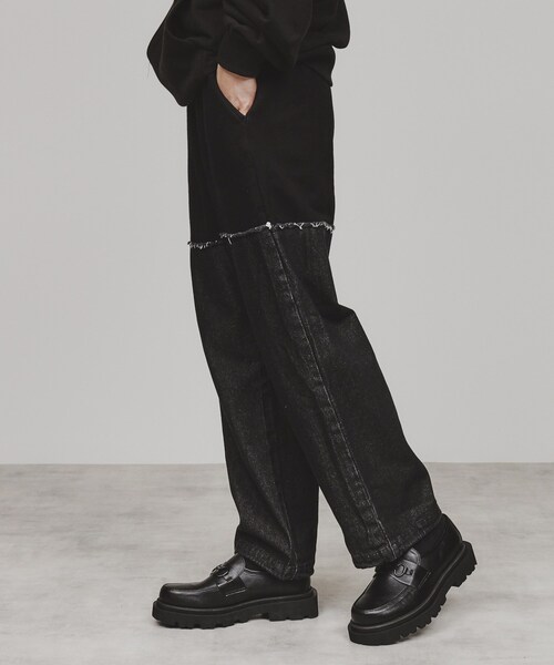 【セール】デニムコンビスウェットパンツ（その他パンツ）｜tk.TAKEO KIKUCHI（ティーケータケオキクチ）