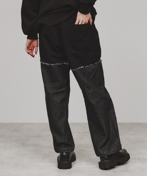 【セール】デニムコンビスウェットパンツ（その他パンツ）｜tk.TAKEO KIKUCHI（ティーケータケオキクチ）