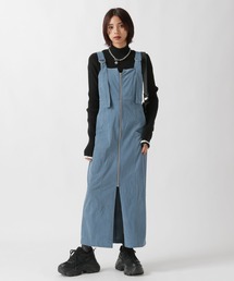 フロントZIPコーデュロイワンピース