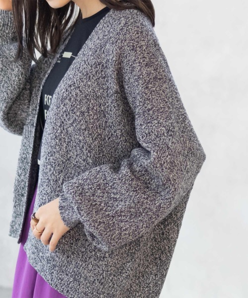 HusHusH（ハッシュアッシュ）の「HusHusH ヘリンボーン柄ニットカーディガン（カーディガン/ボレロ・レディース・ブラック/グレー・M/L）」の4枚目の写真