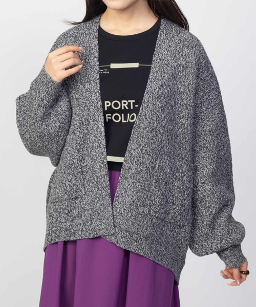 HusHusH（ハッシュアッシュ）の「HusHusH ヘリンボーン柄ニットカーディガン（カーディガン/ボレロ・レディース・ブラック/グレー・M/L）」の5枚目の写真
