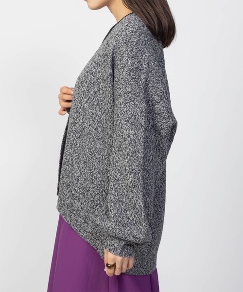 HusHusH（ハッシュアッシュ）の「HusHusH ヘリンボーン柄ニットカーディガン（カーディガン/ボレロ・レディース・ブラック/グレー・M/L）」の6枚目の写真