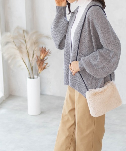 HusHusH（ハッシュアッシュ）の「HusHusH ヘリンボーン柄ニットカーディガン（カーディガン/ボレロ・レディース・ブラック/グレー・M/L）」の11枚目の写真