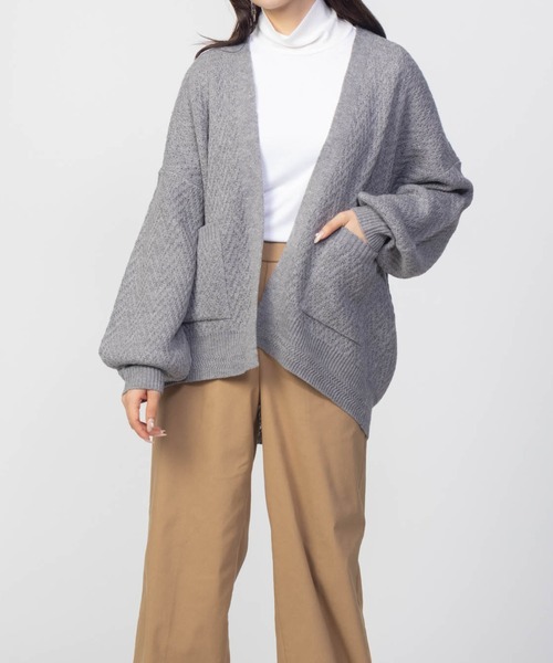 HusHusH（ハッシュアッシュ）の「HusHusH ヘリンボーン柄ニットカーディガン（カーディガン/ボレロ・レディース・ブラック/グレー・M/L）」の13枚目の写真