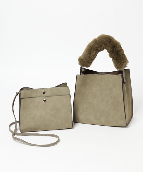 Andemiu（アンデミュウ）の「【WEB限定】ファーハンドル2Pバック140606（トートバッグ・レディース・ライトブルー/ライトカーキ/ベージュ・FREE）」の13枚目の写真