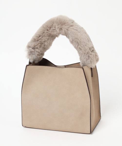 Andemiu（アンデミュウ）の「【WEB限定】ファーハンドル2Pバック140606（トートバッグ・レディース・ライトブルー/ライトカーキ/ベージュ・FREE）」の4枚目の写真