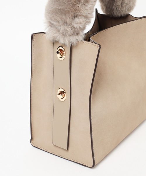 Andemiu（アンデミュウ）の「【WEB限定】ファーハンドル2Pバック140606（トートバッグ・レディース・ライトブルー/ライトカーキ/ベージュ・FREE）」の5枚目の写真