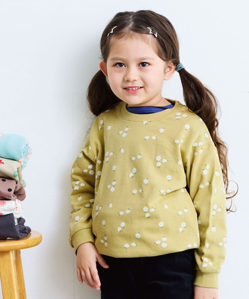 LSP WOW(エルエスピーワオ)の「【LSP WOW!】ソウガラプリントトレーナー(スウェット・キッズ・チャコール/ベージュ/イエロー/モカ/ライトブルー/オフホワイト・80/90/100/110/120/130)」の1枚目の写真