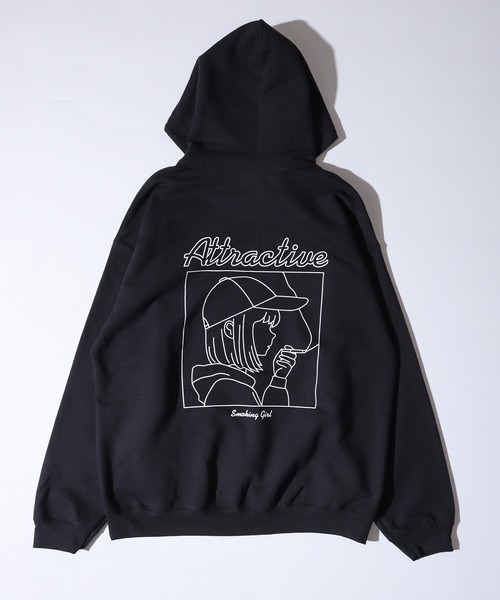 MODISH GAZE(モディシュガゼ)の「MODISH GAZE 裏起毛スモーキングガールフーディー(パーカー・メンズ・ブラック/グレー・S/M/L/XL)」の4枚目の写真