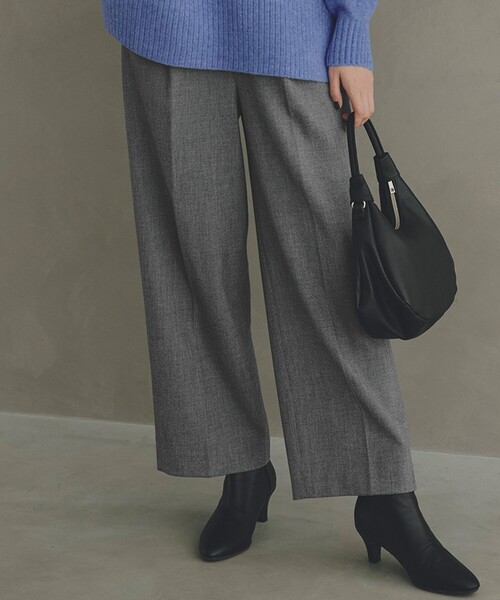 grove（グローブ）の「◆シャークスキン裏起毛スラックスパンツ（その他パンツ・レディース・ダークブラウン/ブラック系3/チャコール・02/03/01/04/05）」の2枚目の写真