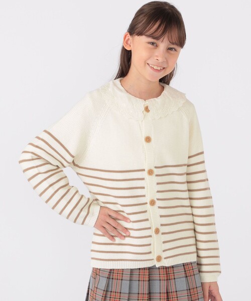 【セール】SHIPS KIDS:130～155cm / 〈洗濯機可能〉ボーダー カーディガン（カーディガン/ボレロ）｜SHIPS（シップス）