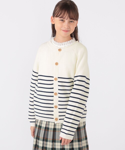 【セール】SHIPS KIDS:130～155cm / 〈洗濯機可能〉ボーダー カーディガン（カーディガン/ボレロ）｜SHIPS（シップス）
