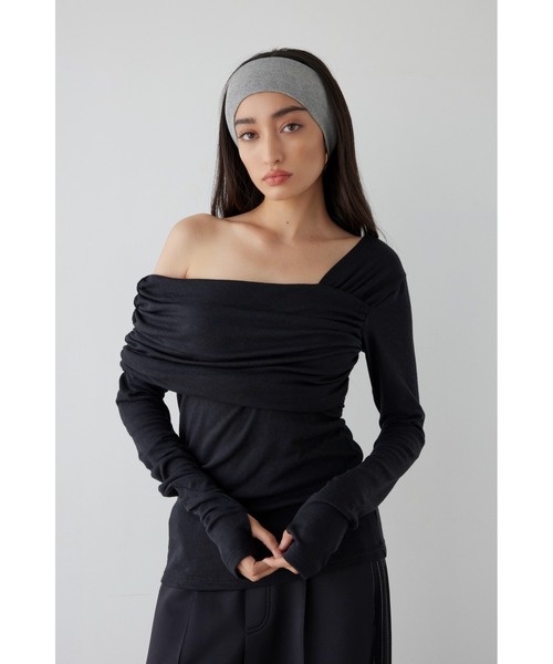 ALEXIA STAM(アリシアスタン)の「Off One Shoulder Top /オフショルダートップス(Tシャツ/カットソー・レディース・グレー/ブラック/ホワイト・FREE)」の8枚目の写真