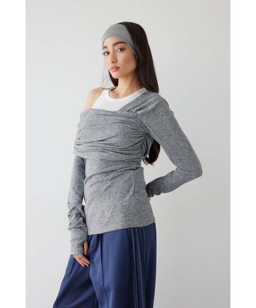ALEXIA STAM(アリシアスタン)の「Off One Shoulder Top /オフショルダートップス(Tシャツ/カットソー・レディース・グレー/ブラック/ホワイト・FREE)」の14枚目の写真
