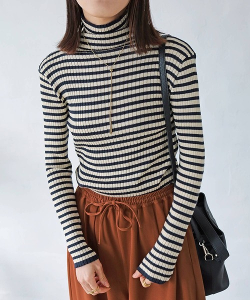 ZOZO限定】ボーダータートルリブニット（ニット/セーター）｜Crisp