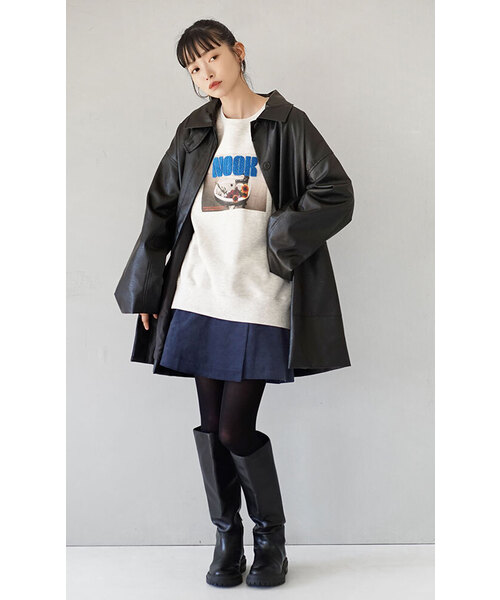 MIMIMEMETE(ミミメメット)の「ベロア ラップ風ミニスカート(スカート・レディース・ブラック/ネイビー・M)」の6枚目の写真