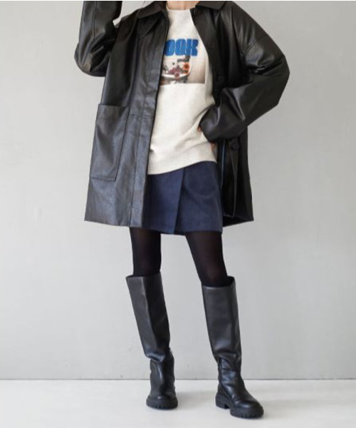 MIMIMEMETE(ミミメメット)の「ベロア ラップ風ミニスカート(スカート・レディース・ブラック/ネイビー・M)」の7枚目の写真