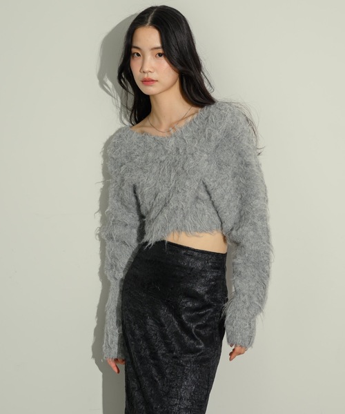 NEUNA(ヌナ)の「シャギークロスニット(ニット/セーター・レディース・オフホワイト/グレー/チャコールグレー/ラベンダー・FREE)」の13枚目の写真