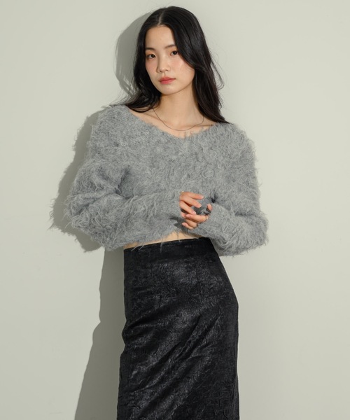 NEUNA(ヌナ)の「シャギークロスニット(ニット/セーター・レディース・オフホワイト/グレー/チャコールグレー/ラベンダー・FREE)」の14枚目の写真