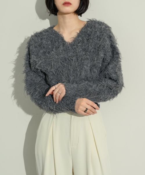 NEUNA(ヌナ)の「シャギークロスニット(ニット/セーター・レディース・オフホワイト/グレー/チャコールグレー/ラベンダー・FREE)」の19枚目の写真