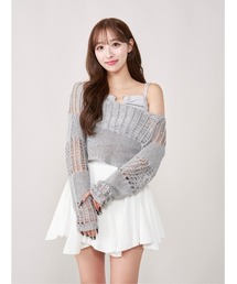 シアーボーダーニットトップス