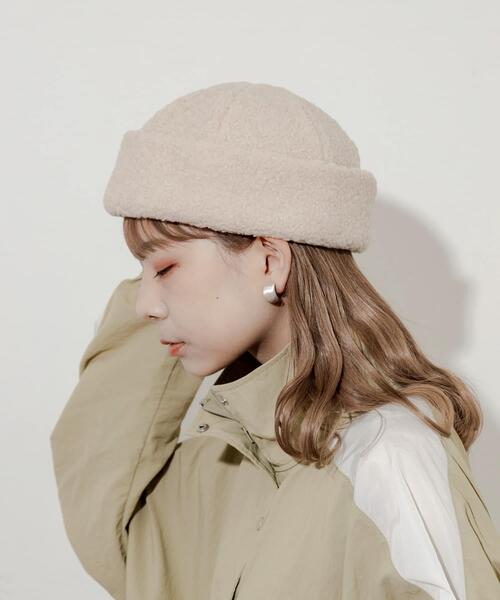 SMELLY（スメリー）の「ボアロールワッチ（ニットキャップ/ビーニー・レディース・アイボリー/モカ・-）」の2枚目の写真