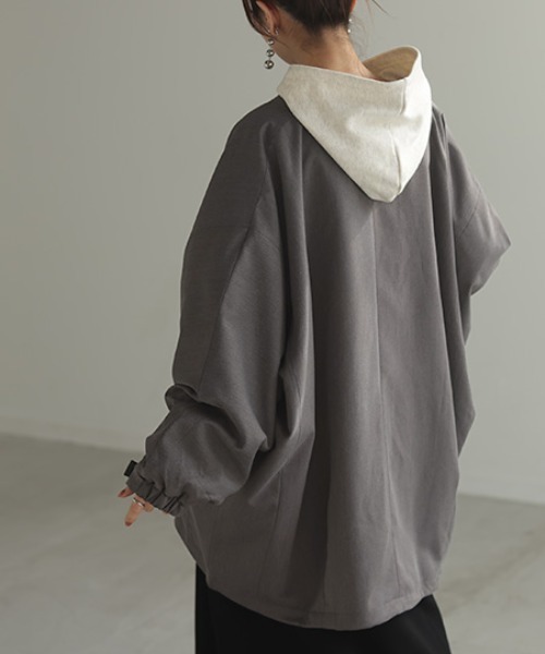 ドルマンの上に着られる ビッグジャケット（ノーカラージャケット
